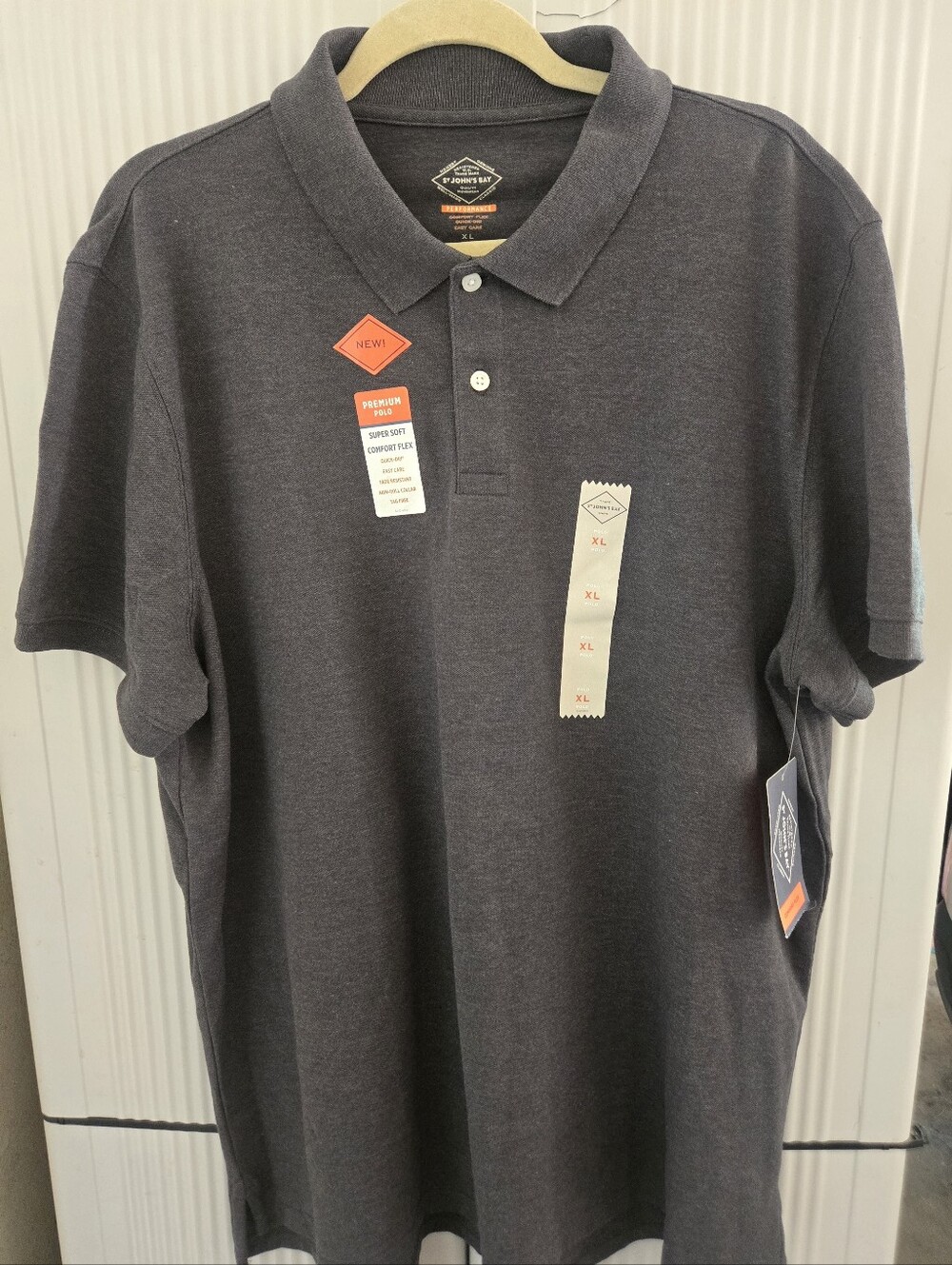 St. John's Bay Men's Charcoal Gray Polo - Classic Collared Short Sleeve